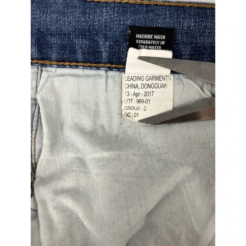 RSQ Jeans Men 31x32 Blue Wash Denim London Skinny Stretch Distressed Rip Biker